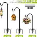 Shepherds Hooks for Outdoor 48 Inch Garden Bird Feeder Pole with 5 Prongs Base Adjustable for Hanging Flower Basket Plant Pot Solar Lantern Light Wind Chime Hanger for Wedding Decor 1 Pack
