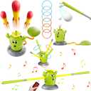 Cactus 4-in-1 Musical Jumping Toys Set with Ring Toss, Stomping Rocket Launcher and Baseball Game, Fun Indoor and Outdoor Toys for Active Play Sports Toy for Kids Ages 3 4 5 6 7 8+ Boys & Girls.