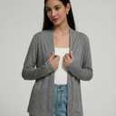 Long Sleeve Thin Cardigans for Women Lightweight Casual Loose Open Front Cardigan Soft Sheer Cover Up Grey (Gray, S)