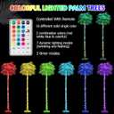 7FT 224LED Colorful Lighted Palm Tree with Coconuts Outdoor Artificial Fake Palm Tree with Remote for Outside Patio Pool Hawaiian Luau Jungle Party