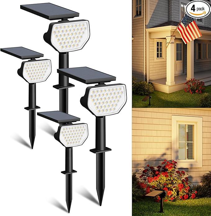 Lepro Solar Decorative Spot Lights 4 Pack, Warm White Accent Lights for Garden Ambiance, IP65 Waterproof Adjustable Landscape Lighting to Highlight Statues, Plants, Pathways & Yard Decor