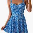 B2prity One Piece Swimdress Swimsuit for Women Tummy Control Wrap Swim Dress Modest Ruched Skirt Bathing Suit, Size L