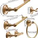 SENTO ROBIKI Gold Bathroom Accessories Set, Bath Hardware, Includes Robe Hook, Toilet Paper Holder, Towel Ring, 18 & 24 Towel Bar, Duty Metal Bath Hardware Set Wall Mounted (5-Piece, Satin Brass)