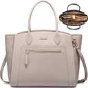 LOVEVOOK Laptop Tote Bag for Women, 15.6 Inch Large Capacity Work Bags Briefcase Purse with Multiple Pockets & Large Bottle Holder, Vegan Leather Business Office Computer Bag for Teacher, Pebble