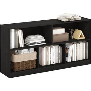 Furinno DALY Book Shelf, 5-Cube Bookshelf, Horizontal Cube Storage Organizer Bookcase, 10.9 x 47.2 x 23.6, for Living Room, Bedroom, Home Office, Espresso, Standard, 5-cube