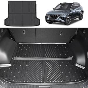 Utiiy Cargo Mat Fit for 2022-2024 Hyundai Tucson Cargo Liner TPE Trunk Mat All Weather Seats Back Protector for Hyundai Tucson Accessories(Cargo Mat+Backrest Mat, Fit with Optional Bose Premium Audio)