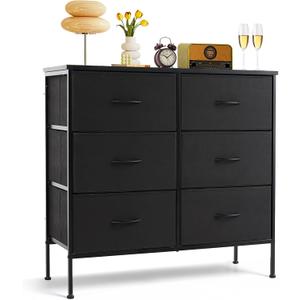 6-Drawer Dresser for Bedroom, Anti-Tip Wide Storage Organizer, 13.8"D x 38.2"W x 30"H