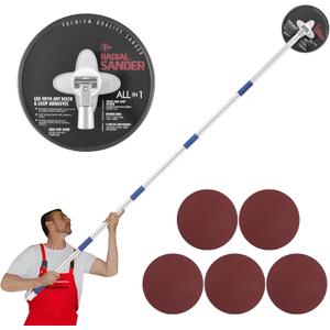 9" Hand Drywall Sander, 48 Inch Extension Pole Sander - 9 Inch Radial Wall Sanders for Painting Prep, Round Hand Sanding Head for Wall & Ceilings