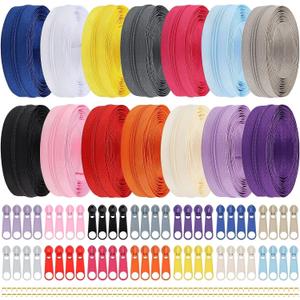 DOITEM 42 Yards 14 Pieces Coil Zippers Assorted Nylon Zipper with 56 Sliders, 14 Color for DIY Tailor Sewing Crafts