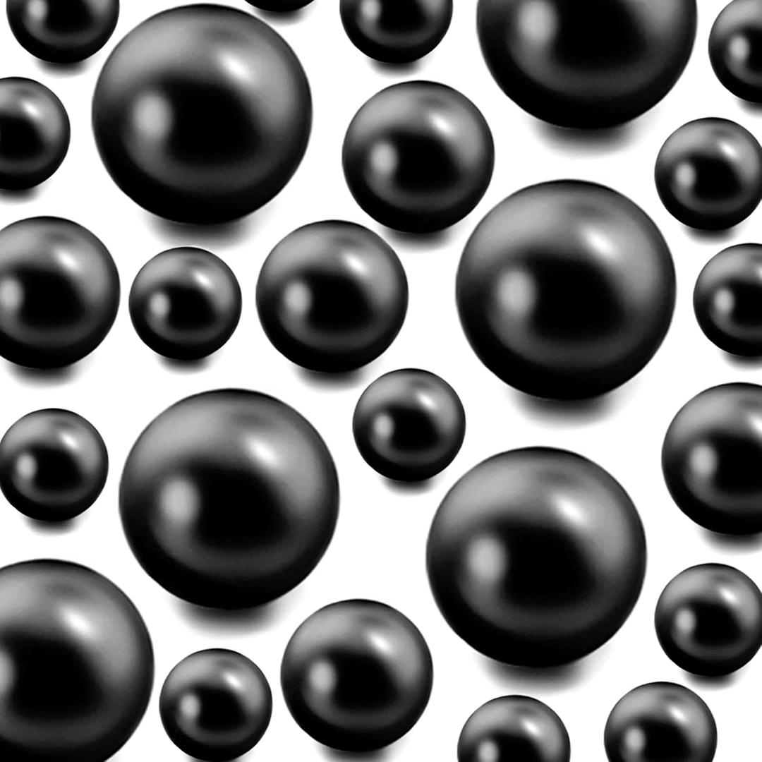 420Pieces Floating NO Hole Pearls for Centerpiece Glass Vases,Floating Black Pearls Beads for Tall Vase Filler Floatings Candles for Wedding