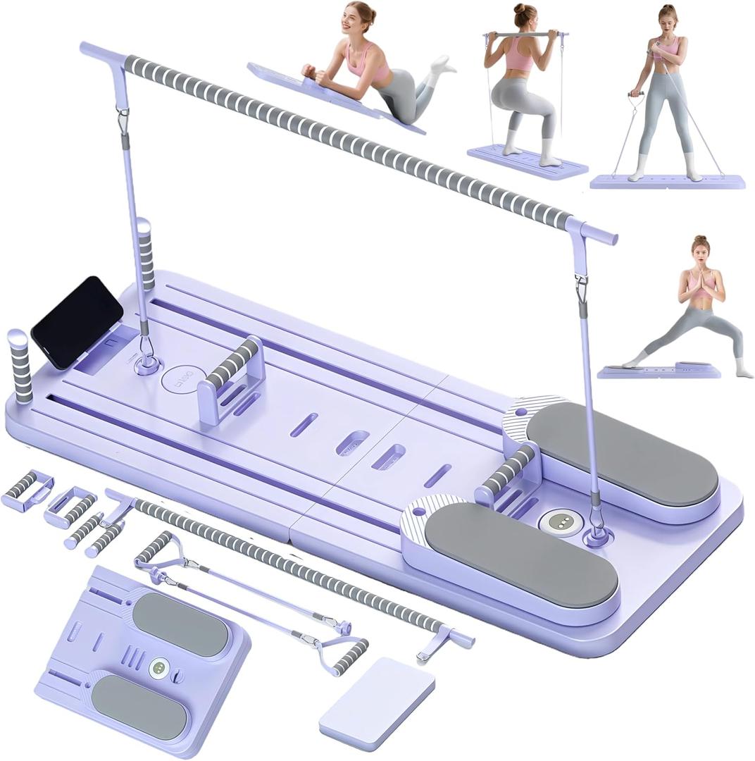 Pilates Board-Pilates Reformer Board, Multi-Purpose Portable Pilates Reformer Machine Home Pilates Kit for Home Workout, Fitness, Exercise, Abs, Core Equipment (Purple)