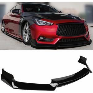 Front Lip Compatible with Infiniti Q60 2017-2022, Gloss Black