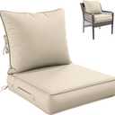 Premium Outdoor Seat Cushion Chair Cushions for Patio Furniture 24 L X 24 W X 5 H Waterproof & Fade Resistant Deep Seat and Backrest Cushion Set with Removable Covers for Chair, Sofa, Cream