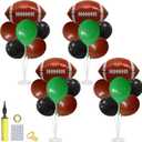 Football Game Day Balloon Stand Set - Green Brown Black Football Theme Party Decorations with 4 Balloon Stand, 35 Balloons, Pump, Ribbon & Accessories for Game Day, Sports Events, Tailgates