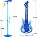 Guitar and Microphone Play Set for Boys New Upgrade,Karaoke Machine with Music&Light,Microphone Toys with Stand,Adjustable Height Guitar Toys for Kids,Toddlers,Child