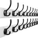 Dseap Coat Rack Wall Mounted: 10-Hooks, 38-1/4" Long, 16" Hole to Hole, Wood Coat Hooks Wall Mounted, Hook Rack, Hook Rail, Hooks for Hanging Coats, White & Black, Pack of 2