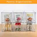 2Pack Large Stackable Kitchen Storage Drawers, Clear Foods Organizer Bins with Handles, Easily Assemble for Bathroom, Kitchen, Pantry, Cabinet, Closet(XL-Down Handle)