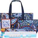 American Mahjong Tile Set with Navy Printed Carrying Bag, 166 Premium White Tiles, 4 All-in-One Color Racks/Pushers, Mah Jongg Sets, Complete Mahjong Game Set for Travel