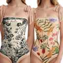 SKAYS Reversible Floral One Piece Swimsuit Women Bathing Suit Vintage Cute with Adjustable Straps Swimwear (10-12, Pink)