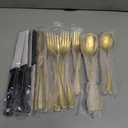 36 Pcs Gold Silverware Set with Steak Knives, Stainless Steel Flatware Cutlery Set Service for 6, Kitchen Tableware Sets, Utensil Sets for Home and Restaurant, Knives Forks Spoon, Dishwasher Safe