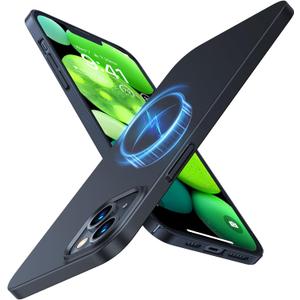 TORRAS Magnetic Slim Fit for iPhone 13 Case/iPhone 14 Case, [Ultra Thin][Compatible with MagSafe][Velvet Touch], Case for iPhone 13 & iPhone 14 Phone Case Hard PC Sturdy Anti Scratch, Black