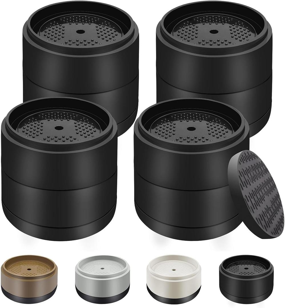 Furniture Risers Bed Risers Heavy Duty 1 inch, 2 inch, 3 inch, 4 inch Round Adjustable Bed Lifts Riser for Desk Legs Table Couch Sofa Chair Refrigerator Washing Machine (1+1 Inch, Black, 4 Pack )