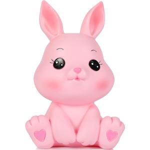 H&W Little Bunny Money Bank, Mini Rabbit Piggy Bank, Best Bitrthday Gift, Pink