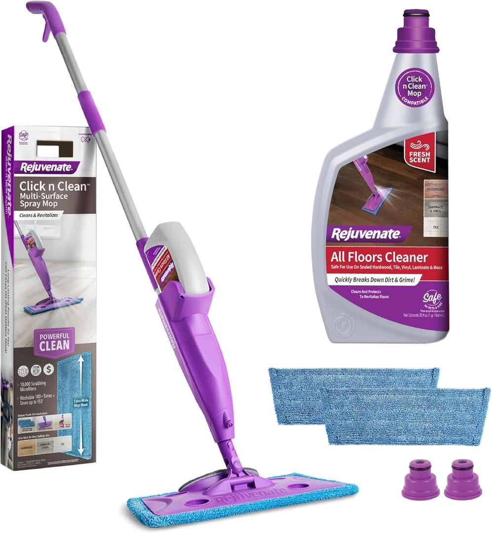 Rejuvenate Click N Clean Multi-Surface Spray Mop All-In-One Kit Cleans And Revitalizes Floors