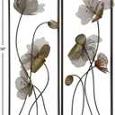 Deco 79 Metal Floral Home Wall Decor Wall Sculpture with Green and Orange Accents,Wall Art 14" x 4" x 36", Black