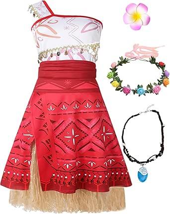 GFTYBCST Princess Dress for Women, Ocean Adventure Princess Costume Dress Up Halloween Cosplay Outfit with Accessories (Red, Small)