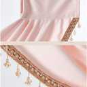 Waterfall Valance Curtains Pink Swag for Windows 2 Pack Decorative Beads Trims Small Window Treatments for Kitchen Living Room