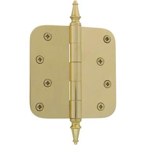 Nostalgic Warehouse 746087 4" Steeple Tip Residential 5/8" Radius Corners Door Hinge, Polished Brass