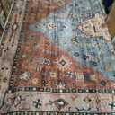 WITSHOCK Washable Area Rug, Area Rugs 9x12 Living Room Bedroom, Vintage Boho Accent Kitchen Rugs Non Slip Washable Stain Low Pile Resistant Floor Carpet Indoor for Dining Room Office Home Decor, Red