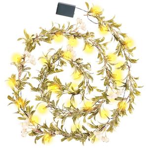 HUZIYAHAN 9FT Christmas Winter Mistletoe Olive Garland with White Berries, Christmas Greenery Garland with 30 LED Lights, Pre-lit Garlands for Mantel Fireplace Stair Table Winter Holiday Decorations