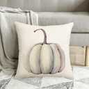 Fall Decorations White Pumpkin Throw Pillow Covers 16x16 Set Of 2 Autumn Outdoor Pumpkins Pillows Cover Teal Gray Thanksgiving Decorative Pillow Case Farmhouse Cushion Cover for Couch Bed Sofa Decor