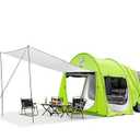 Universal SUV Camping Tent with Spacious Awning, 4000mm Waterproof Car Tent, Up to 4-Person Sleeping Capacity Camping Accessories, Easy Setup for Backpacking Traveling Hiking Outdoors (Green)