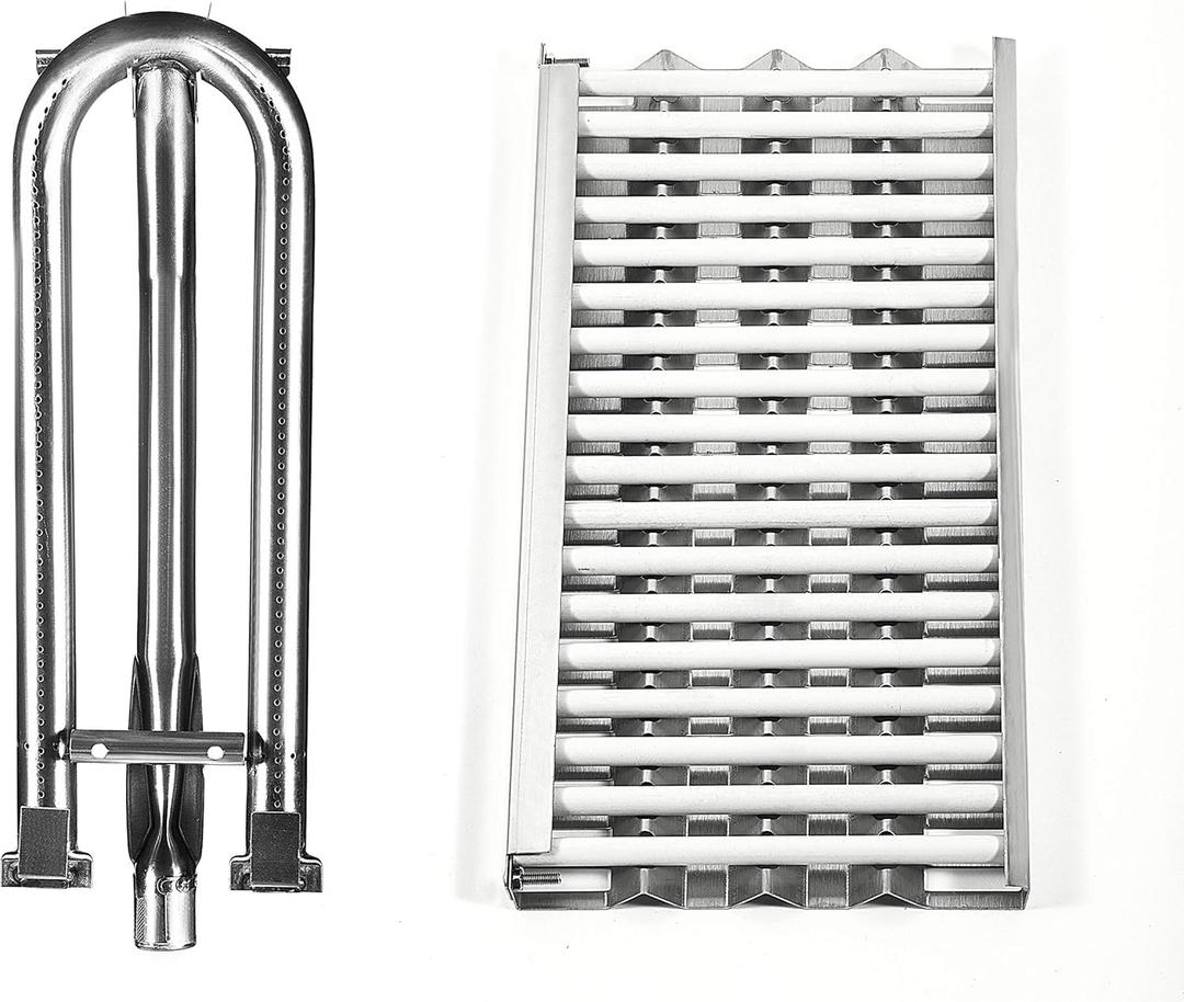 LS'BABQ Stainless Steel Heat Plates with 18 Ceramic Rods and Burners Replacement for DCS 27 Series, 27DBQ, 27DSBQ, BGA36-BQAR, BGA36-BQARL, 30/36 / 48 Inch Gas Grill Models
