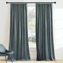 RYB HOME Dusty Blue Velvet Drapes for Baby Boy Bedroom, Thermal Insulated, Light Blocking, Floor-Length Velvet Curtains with Hook Belt for Modern Home Decor, 52" W x L84 L, 2 Panels Set