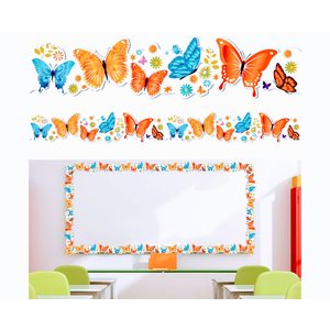 Juome Butterfly Bulletin Board Borders, 63ft Border Trim for School Bulletin Boards, Classroom Decor, Desks, Locker Displays, Wall Decals Border, Home Decorations Juome Butterfly Bulletin Board Borders, 63ft Border Trim for School Bulletin Boards, Classroom Decor, Desks, Locker Displays, Wall Decals Border, Home Decorations