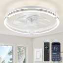 ZMISHIBO Low Profile Ceiling Fans with Lights, Flush Mount Modern Ceiling Fan and Remote Control, 20" LED Ceiling Fans, Stepless Dimmable 3 Colors and 6 Speeds