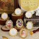 Qunclay 8 Pcs One-inch Mini Vintage Picture Frame Tiny Metal Picture Frames Antique Mini Photo Frame Wallet for Christmas Tabletop and Wall Display Old Fashioned Photo Gallery Art Decor