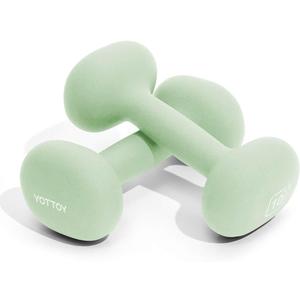 YOTTOY Dumbbell Set of 2,2-15 Pound Hand Weights for Women, Non-Slip Hand Weights for Home Gym, Strength Training, and Full-Body Workouts (10LB-Pair, Green)