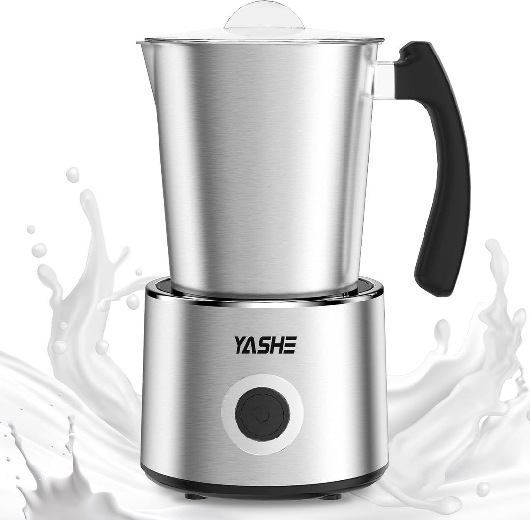 YASHE Milk Frother and Steamer, 7.78 oz/230 ml Detachable Milk Frother, 4 in 1 Electric Milk Frother, for Hot & Cold Foam Latte, Cappuccino, Hot Chocolate, Dishwasher Safe, Silent Operation