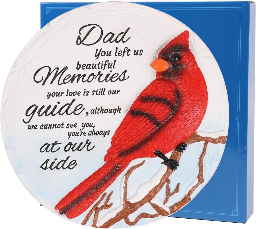 10 Inch Polyresin Memorial Garden Stone, Sympathy Gift for Loss of Dad, Memorial Plaques for Outdoors, Garden Stones In Memory of Loved Ones, Remembrance of Beloved Father