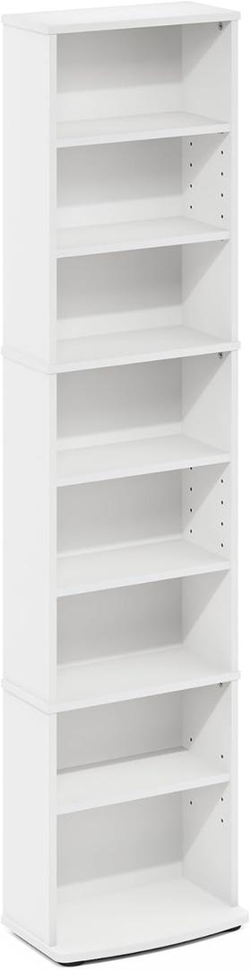 Furinno Jaya Space Saving Multimedia Storage Tower, White (8-Shelf)