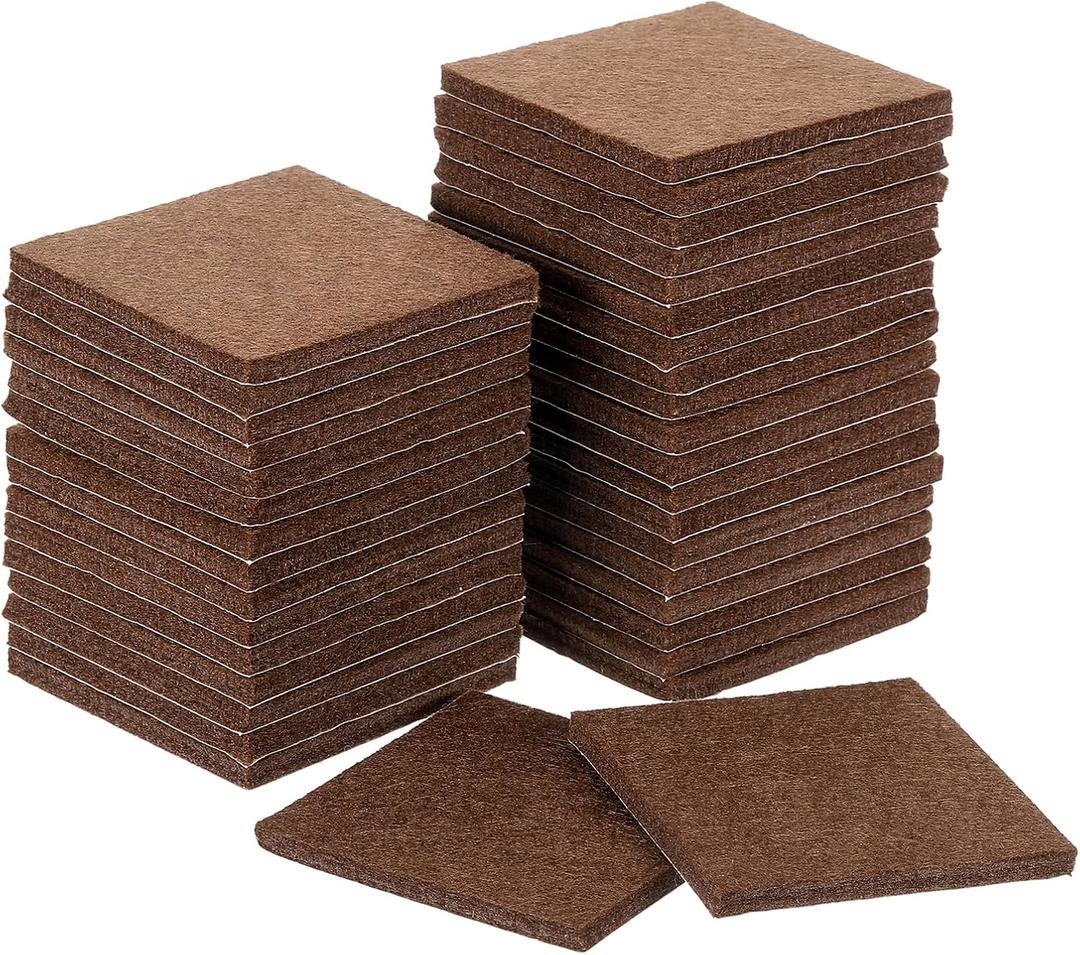 Uxcell Furniture Pads, 36Pcs 2.5" - Square Self Adhesive Felt Furniture Pads, Floor Protectors for Furniture Feet Chairs Legs Hardwood Floors (Brown)