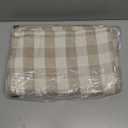 Checkered Tablecloth Rectangle Washable Buffalo Plaid Table Cloth Cotton Linen Gingham Table Cover for Picnic Kitchen Dining Room, Beige and White, 55 * 70
