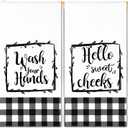 Tatuo 2 Pcs Buffalo Plaid Bathroom Hand Towels Black and White Checkered Kitchen Tea Towels 17 x 27 Inch Farmhouse Hello Sweet Dish Cloths for Bathroom Home Washing Drying Dishes