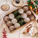 Christmas Ball Ornaments, 15 Pcs Green & Coffee Ornaments with Velvet, Multicolor Xmas Tree Decorations for Christmas Tree Holiday Decor