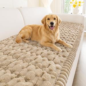 Smiry Non Slip Couch Covers for Dogs, Scratch Resistant Pet Sofa Protector, Machine Washable Soft Fuzzy Thick Furniture Cover for Sofa Loveseat Sectional Large Dogs (Khaki, 27.6" x 47")